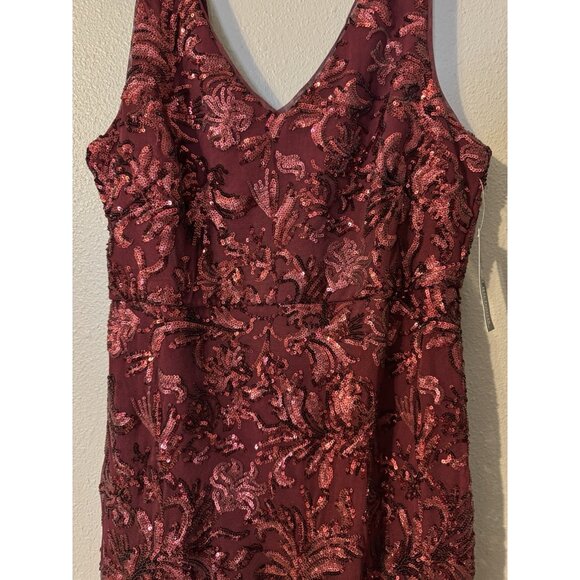 R & M Richards Dress 10P Merlot Wine Sequin Formal Prom Wedding Cruise Party NEW - Picture 5 of 13